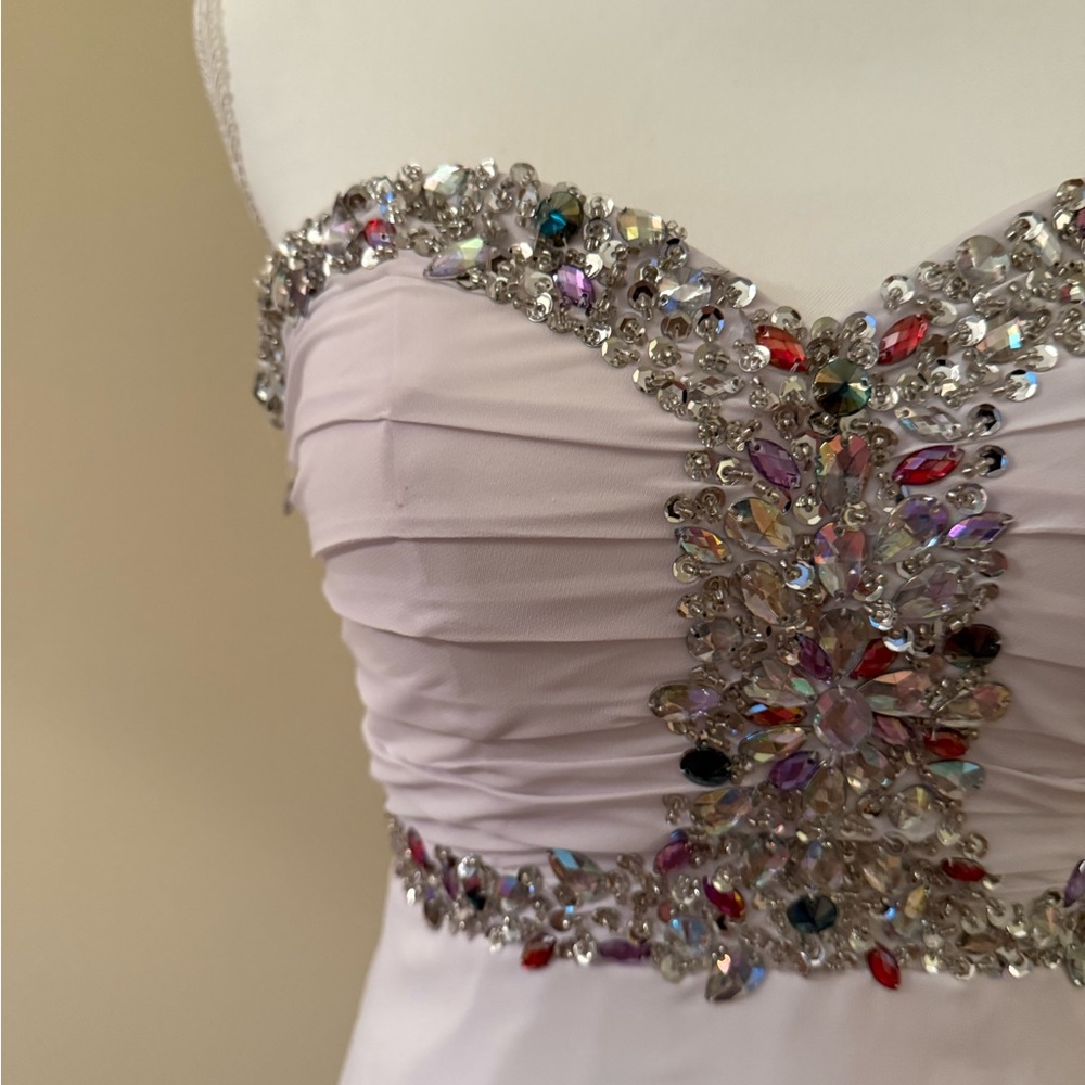 Embellished Sweetheart Strapless Evening Dress - Light Lavender